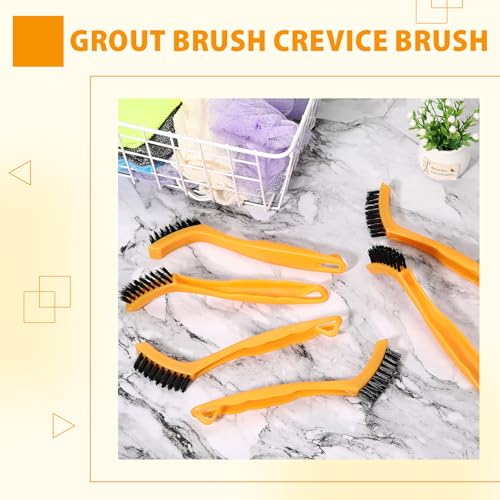 6 Pack Grout Brush Nylon Detail Cleaning Stiff Bristle Brushes Tile and Grout Scrub Brushes for Kitchen, Bathroom, Tile Floors, Gaps, Crevices, and Window Tracks (Grey,Crevice Brush)