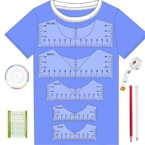 Tshirt Ruler Guide for Vinyl Alignment, T Shirt Rulers to Center Designs, PVC Measurement Template, Craft Sewing Supplies Accessories Tools for Cricut Heat Press & Cameo & HTV Transfer Vinyl - style: Tshirt Ruler-5-Balck