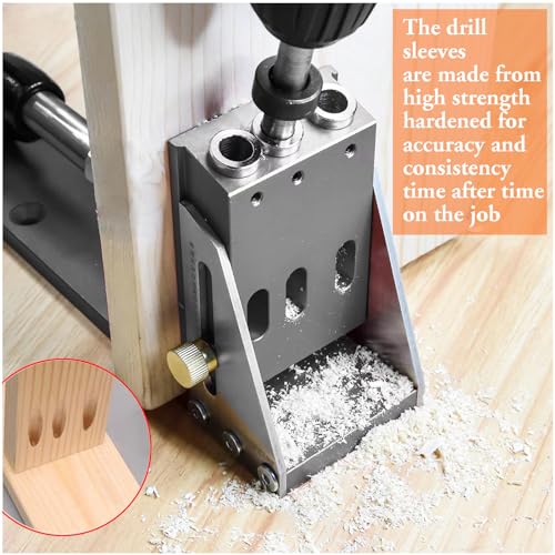 Kosmi pocket hole jig Kit,Professional Woodworking Dowel Jig Kit,Upgraded All-Metal Pocket Screw Jig for Carpentry Joinery Men,Set Jig Wood Woodwork Guides Joint Angle Tool Carpentry Locator