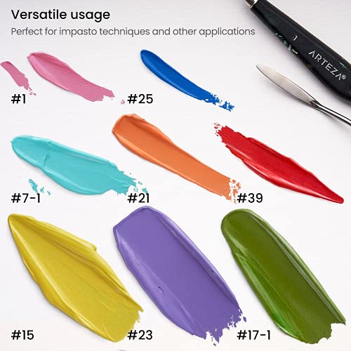 ARTEZA Palette Knives, Set of 8, Stainless Steel for Acrylic and Oil Paint
