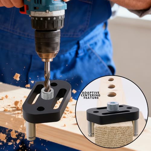 Self Centering Doweling Jig with 8 Drill Bushings(3-10mm) Handheld Jig - color: Light Black