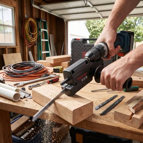 Reciprocating Saw Adapter Electric Drill to Reciprocating Saw Adapter, Hand Drill to Reciprocating Saw Chainsaw Conversion Head Kit, Woodworking Hand Saw Drill Jig Saw Attachment