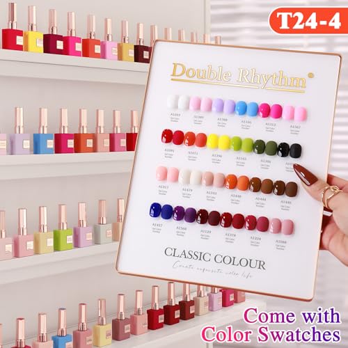 Double Rhythm 28Pcs 0.5Oz Gel Nail Polish Set Same Color Same Bottle Gel Polish Kit Nail Art Manicure Salon DIY at Home for Women (Red Pink Collection-T24-4) - color: Red Nude Pink