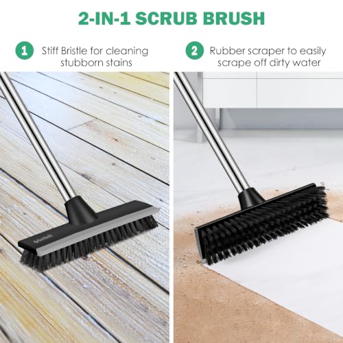 SetSail Floor Scrub Brush, 51-Inch Adjustable Long Handle Brush, Black Grey - color: Black Grey, size: 10in