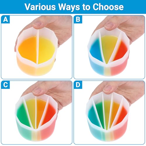 Gartful 4PCS Silicone Split Cups for Paint Pouring, 7oz/200ml Multi-Channel Resin Mixing Cups for Epoxy Resin, Acrylic Pouring, Fluid Art Crafts - size: 2/3/4/5 Channels