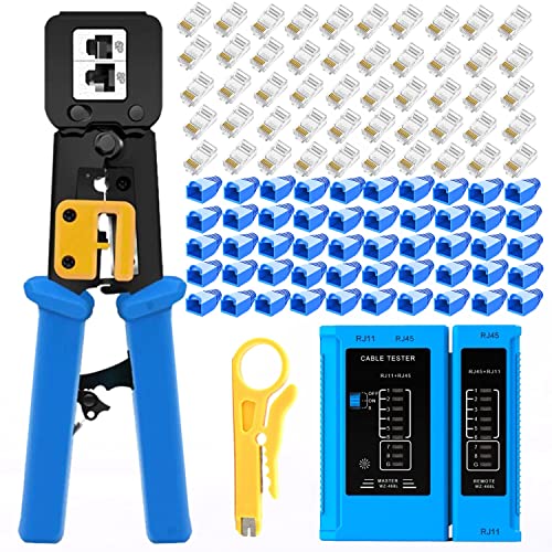 Gaobige rj45 Crimping Tool for Cat6 Cat5e Cat5, Sturdy Pass Through Crimper