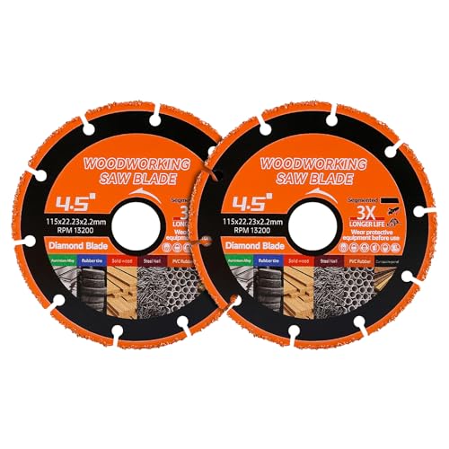 LOZLIN 2-Pack 4.5" Diamond Woodworking Saw Blades - Nail-Embedded Hardwood Cutting Discs for Angle Grinders, Circular Tooth Design for Oak/Teak/PVC/Alloy