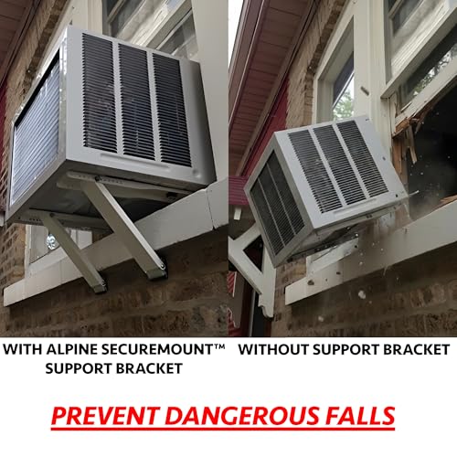 No-Drill Window AC Support Bracket - Holds Up to 200 lbs - Heavy Duty Air Conditioner Support - Easy Install for Apartment Windows - Alpine Hardware - size: DRILL-LESS