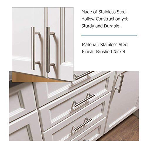 homdiy 15 Pack Brushed Nickel Cabinet Hardware Cabinet Pulls - HD201SN Cupboard Handles Modern Cabinet Door Handles 7-1/2inch Hole Center Modern T-Bar Pulls - color: Brushed Nickel, size: 7-1/2in hole centers