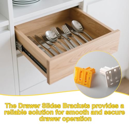 70725 Drawer Slide Socket Set - Small C Shape Slide Bracket Channel Replacement Cabinet Hardware with Mounting Screws for RV Camper Drawer Rails Accessories