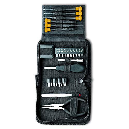 Mini Tool Set, 25 pc Tool Kit, Precision Screwdriver Set, Long Reach Tweezers, Needle Nose Pliers, Sockets with Driver Handle and Interchangeable Bits