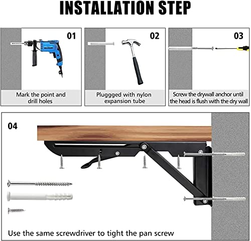 Folding Shelf Brackets - 12 Inch 4 Pcs Heavy Duty Collapsible Shelf Bracket - size: 12 Inch- 4 Packs