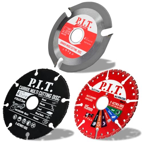 P.I.T. 4 1/2 Inch Multi-Material Cut Off Wheel for Angle Grinder,3-in-1 Set