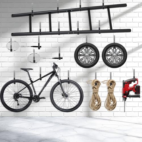 Bivethoi Heavy Duty Steel Hooks, 2 Pack | Garage Storage Utility Hooks, Garden Tool Organizer, Wall Mount, Small U Hooks