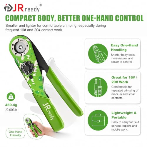 JRready M22520 1 01 Closed Barrel Crimping Tool KIT NEW-AS1G Adjustable Crimper crimp HAN series Heavy Duty Connectors Contacts MIL series connector 12# 16# 20# Solid Contacts 12-26awg Wire Harness
