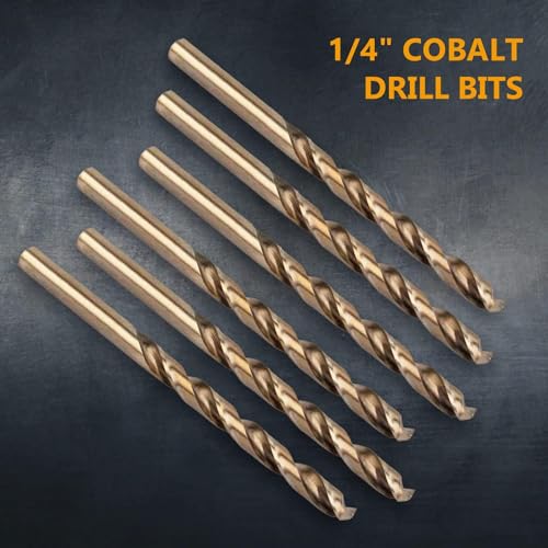 POWERTEC 1/2" & 1/4" Cobalt Drill Bits - 8 Pack - M35 HSS Jobber Length Twist Bits with 135° Tip for Drilling Wood, Metal, Stainless Steel, Nickel Alloy, Cast Iron & Plastic (QDB2106) - style: 8PK 1/2" & 1/4" Cobalt Drill Bits (M35 135°)