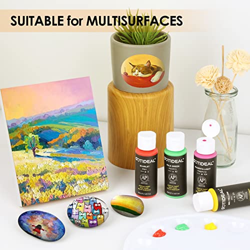 GOTIDEAL Acrylic Paint Set with 10 Brushes, 18 Colors (59ml, 2 oz) - color: 18 Colors