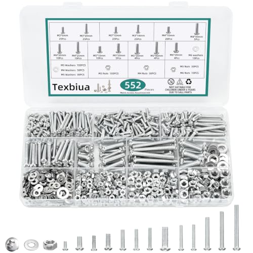 552 Pcs Metric Screws Nuts and Bolts Assortment Kit, M3 M4 M5 M6 Set Screws