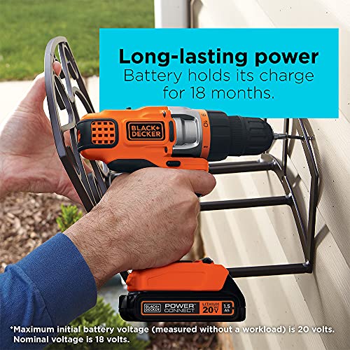 BLACK+DECKER 20V MAX Cordless Drill Driver with Battery and Charger, LED Work Light (LDX220C) - style: Cordless Drill Driver Kit