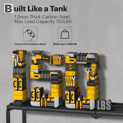 Spampur Power Tool Organizer Wall Mount, 15 Min Assembly, Maximum 150lb load - size: 3 Shelves 8 Slots