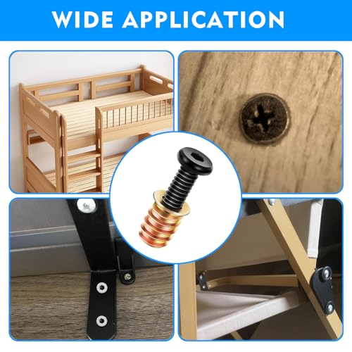 Threaded Wood Inserts for Furniture, 1/4-20 x 25/32" Inserts and Bolts - Hex Socket Drive - 1/4-20 x 19/32" Screw-in Nuts，Set of 28 Screw-in Nuts, Furniture Fasteners (kit)