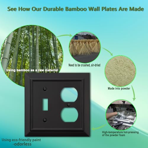 Classic Architecture Wall Plates,Light Switch covers, Electrical Outlet Covers, Duplex receptacle wall plates,Mid Size Bamboo Fiber Material Switch plates Matte Black (2 Gang Toggle/Duplex 2PK) - style: 2 Gang Toggle/Duplex 2PK