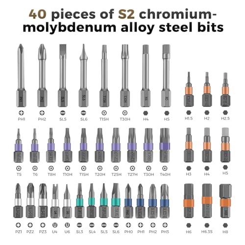 ANVANNA 42 in 1 Magnetic Screwdriver, Screwdriver Set, Multi Bit Ratcheting Screwdriver Set with Storage Case Repair Tool Kit for Computer, Eyeglass, Bicycles, Watch, Ring Doorbell, Furniture and DIY - color: Black Ratchet