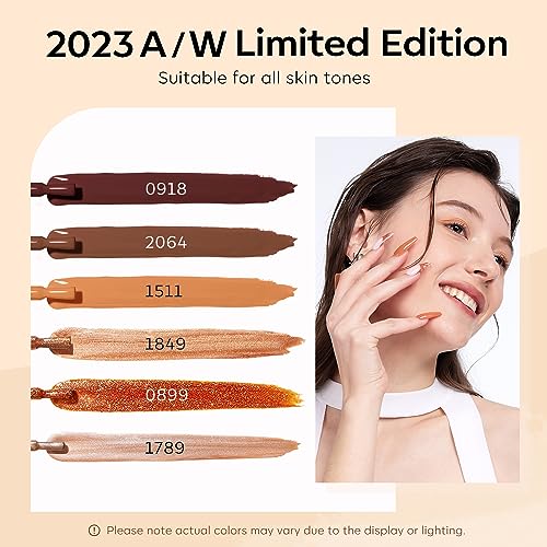 modelones Gel Nail Polish Set, 6 Colors Pearl Nude Brown Shimmer Glitter Gel Polish Kit, All Seasons Soak OFF LED Manicure Salon DIY Gift - color: Z-Cinnamon Brown