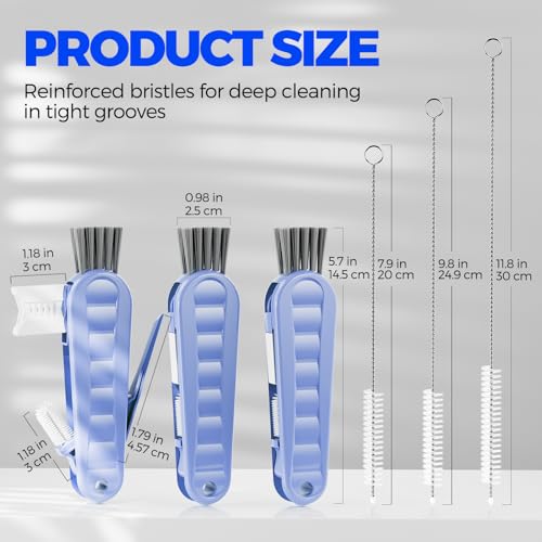 Holikme 6 Pack 4 in 1 Cup Lid Cleaning Brush 3 Straws Bottle Brush,Blue - color: Blue