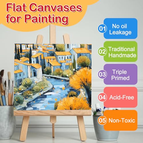 ESRICH Small Canvases for Painting 6x6 inch, 12 Pack Canvas Boards Cotton Painting Canvas Primed Acid Free Mini Blank Canvas Panels for Oil Paint,Watercolor,Acrylic Paint,Gouache&Tempera., White - size: 6x6in 12pack
