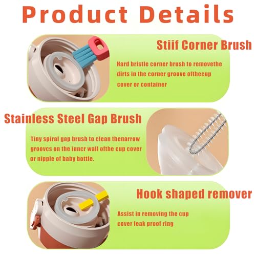 3 in 1 Cup Lid Cleaning Brush, Multifunctional Insulation Bottle Cleaning Tool, Home Kitchen Cleaning Tool for Bottle Gap Tight Spaces Cup