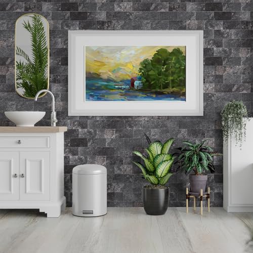 StyloVue 100 Pieces Peel and Stick Backsplash for Kitchen, 3" x 6" PVC Subway Tile 2026 Upgraded Graphite Stone Backsplash Stick on Tile Elevate Kitchen Fireplace RV - color: Graphite Stone
