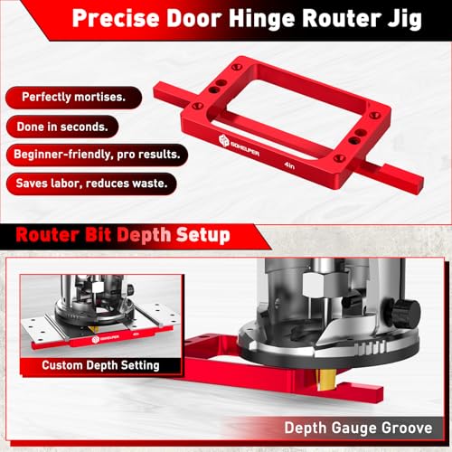4" Fixed Size Door Hinge Jig for Door and Jamb, Aluminum Alloy - size: 4 in