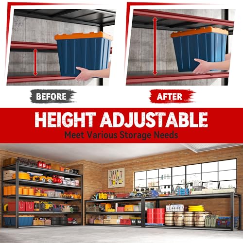 REIBII 78" H Garage Shelving,Heavy Duty Storage Shelves for Basement - size: 5-Tier,55" W x 26" D x 78" H