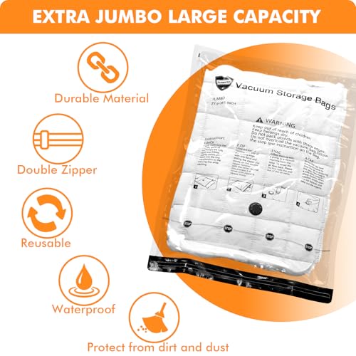 GONGSHI Vacuum Seal Bags for Clothing Travel & Home Storage, Travel Vacuum Bags with Pump,Space Saver for Blankets, Comforters, Pillows, Clothes,24 Combo with Electric Pump