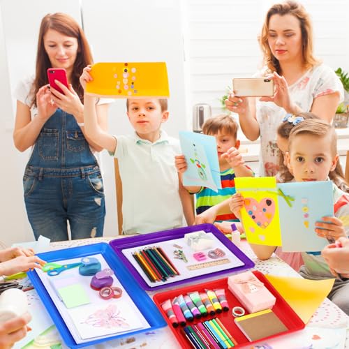 Maitys 15 Pack Plastic Art Trays 12 x 16 Inch Sensory Trays, Mixed Color - color: Mixed Color