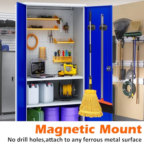 MUTUACTOR Magnetic Broom Holder,4PCS Anti-Slip Magnetic Mount Storage Broom Holders with Rubber Grippers,12lbs Heavy Duty Magnetic Tool Holder for Work Garage Laundry Kitchen RV Van Accessories - style: Anti-slip,Black,4PCS