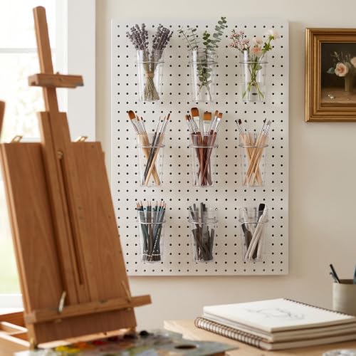 Pegboard Cups With Loops, 9 Pack Clear Peg Board Pencil Holder Organizer - color: Clear