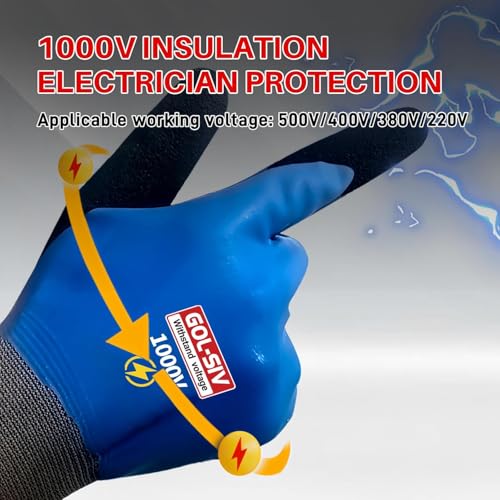1000V Insulated Work Gloves, ASTM D120, 2 Pairs, Large - color: Blue-2pcs, size: 1000V-Large