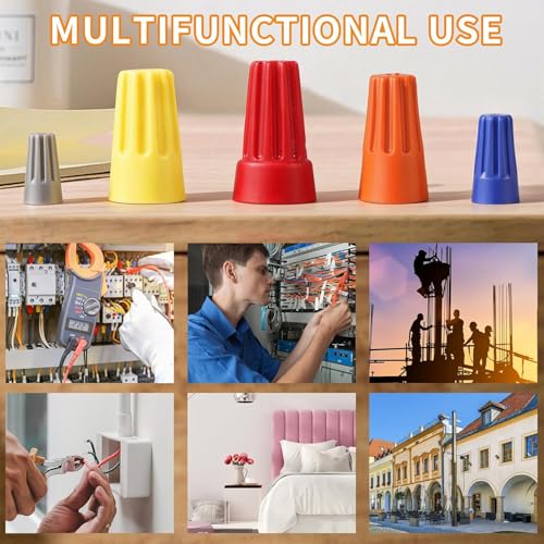 600 Pcs Orange Wire Connectors Nuts, Electrical Wire Caps Insulated - color: Orange-600PCS