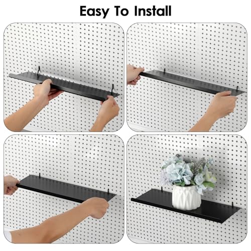 Kokone 2 Pack Metal Pegboard Shelves with Lip for 3/16 Inch(4.5mm) Paerture - size: 2 Pack