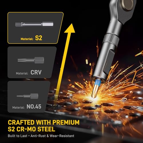 74 in 1 Magnetic Ratchet Screwdriver Set with Detachable T Handle - color: Black, size: 74 PCS