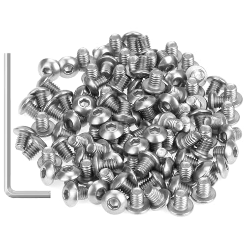 105 Pieces M4 x 5mm Button Head Socket Cap Screws, Thread Pitch 0.7mm, Sutemribor M4 Screws, 304 Stainless Steel, Fully Threaded, Silver - size: M4 x 5mm, style: Button Head