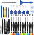 42-Piece Professional Electronics Opening Pry Tool Repair Kit with Steel and Carbon Fiber Nylon Spudgers, Anti-Static Tweezers and 13 Screwdrivers for Open Cellphone, Laptops, Tablets (Multicolor) - color: Multicolor
