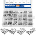 NINDEJIN 880 PCS M2 M3 M4 M5 Hex Socket Button Head Screws Bolts Nuts Kit - size: 880 Hex Round Head Socket Screws Nuts