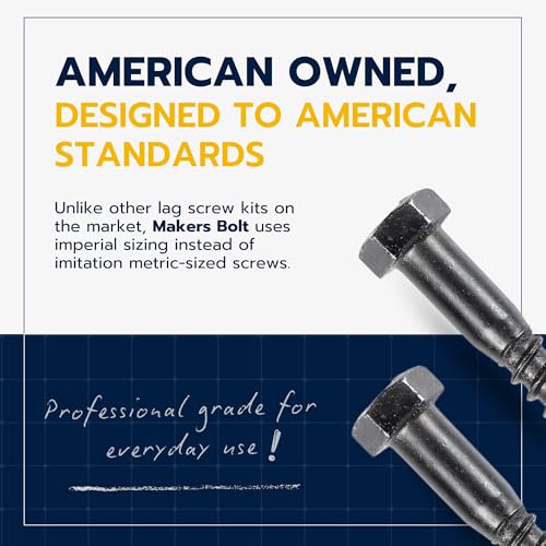 3/8 x 2-1/2 (50 Pack) Lag Screw Kit, 50 Screws and 50 Washers, Ceramic Black Ruspert Coating for Exterior Use, Meets ASTM A307 and ASME B18.2.1, Industrial/Commerical Grade by Makers Bolt - size: 3/8 x 2-1/2