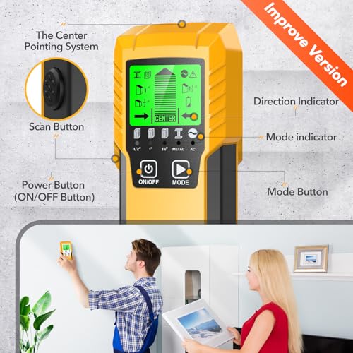 Povlen Stud Finder Wall Scanner Detector with Wood Metal AC Wire Detection - color: Black