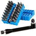 34pcs Security Bit Set 1/4 Inch Hex Shank Screwdriver Bit Set,Tamper Proof Bits-Torx+Hex+Tri Wing+Star+Spanner for Torx Security Screwdriver Set,High Hardness Impact Driver Bit Set(Blue+Wrench) - color: Blue+wrench