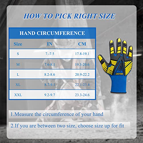 3 Pairs Work Gloves,Impact Resistant Gloves with Rubber Men Women - size: Large