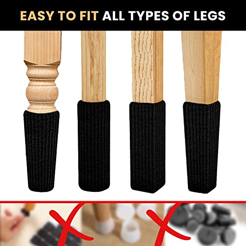 Chair Leg Socks 16/24/32 Pcs Black Furniture Leg Covers Floor - color: Black, size: 32 Pcs